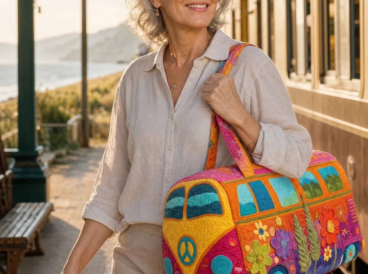 HippieBus™ Colourful Hand-Quilted Weekender & Carry Bag Everyday Experience
