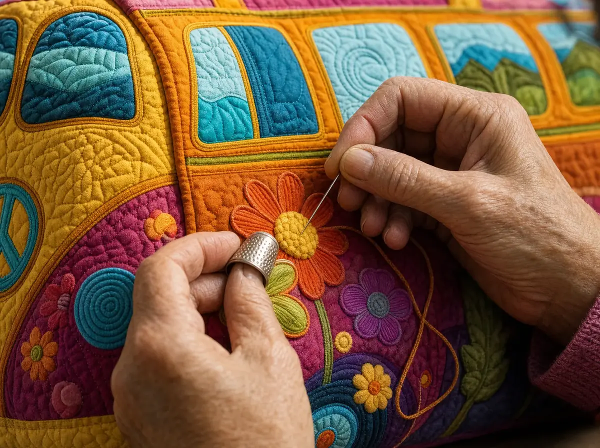 Hand-Guided Contour Stitching Locks in Cotton Batting