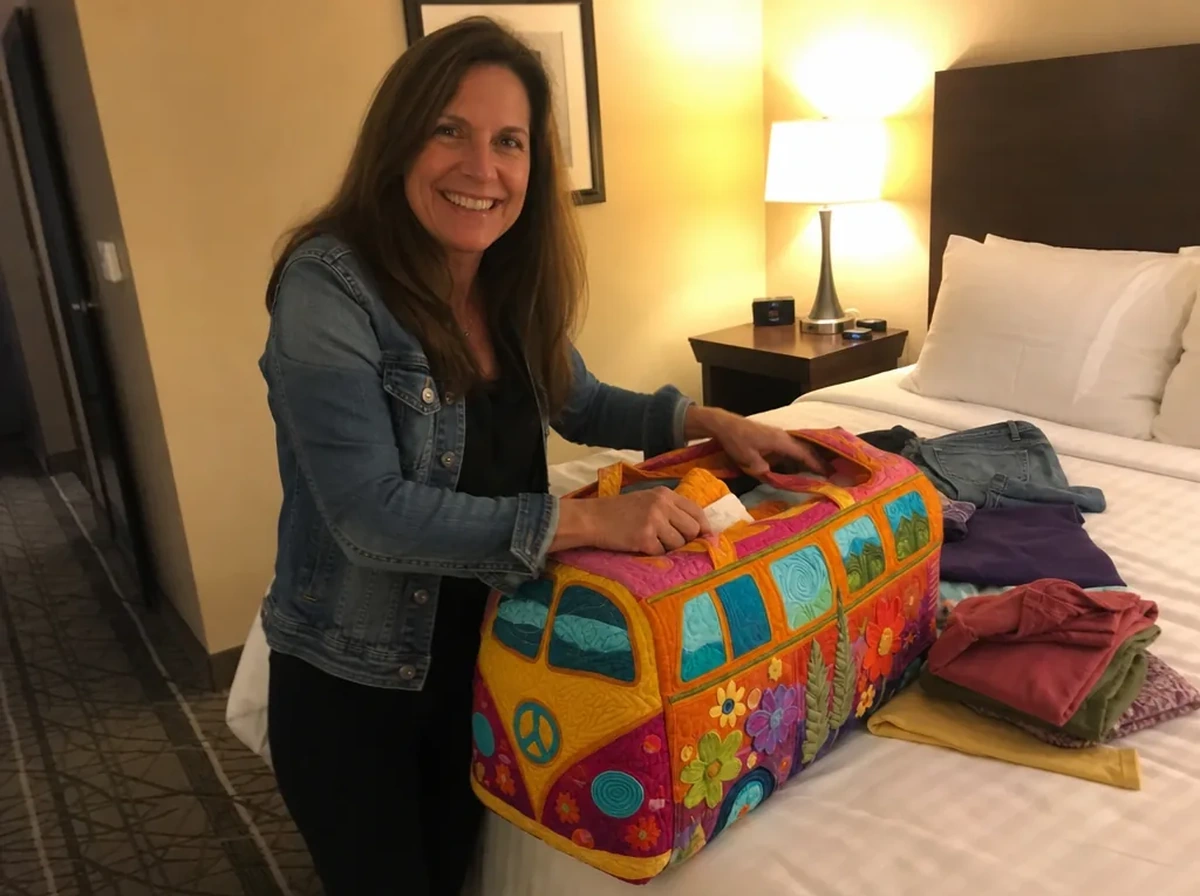 HippieBus™ Colourful Hand-Quilted Weekender & Carry Bag Package Contents